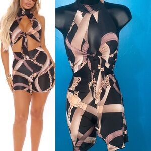 Tied up High Biker Short Set